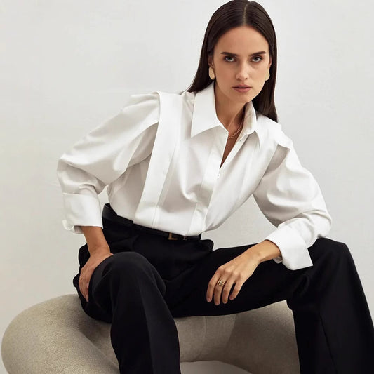 Dame Elegant Bluse med Puffærmer og kvalitetsstof Stilla