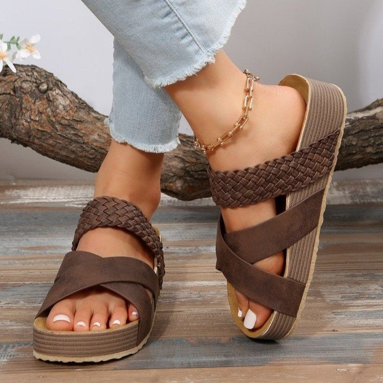 Dame Cross-strap Wedge-sandaler Stilla