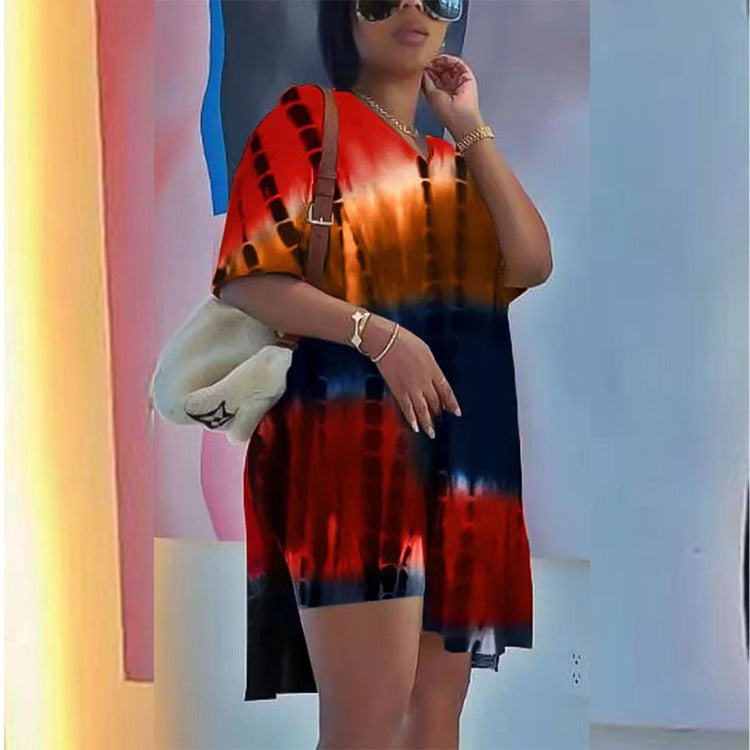 Dame afslappet sommer-tunika kjole med trendy batik-design og rummelig snit Stilla