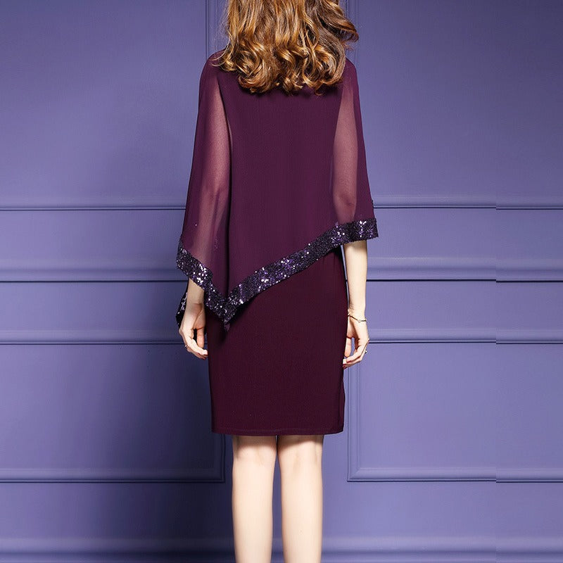 Dame Elegant Chiffon-overlay-kjole Stilla