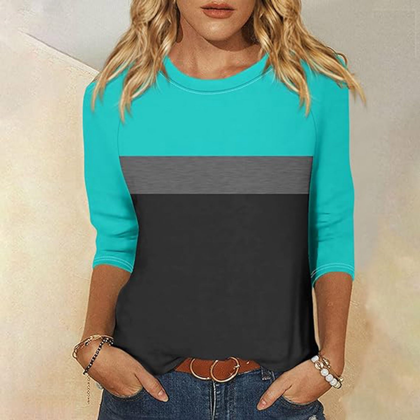 Dame afslappet langærmet skjorte med moderigtigt farveblok-design og komfortabel pasform Stiila