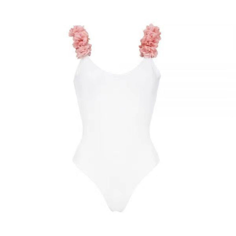 Dame elegant heldragt badedragt med florale stropper Stilla