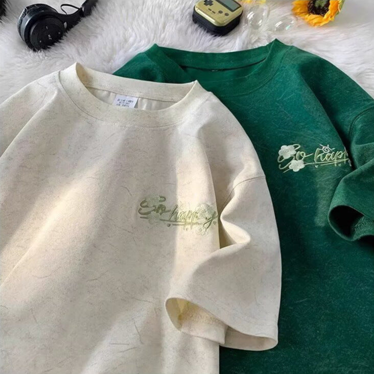 Dame afslappet oversized T-shirt med kreativt fronttryk Stilla