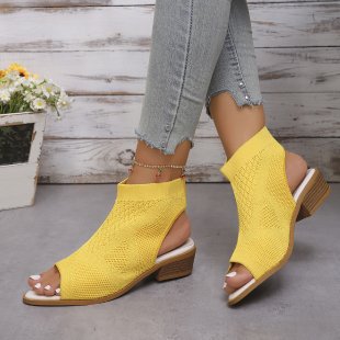 Dame Åben Mules med Strikkedesign og Retro-Blockhæl Stilla