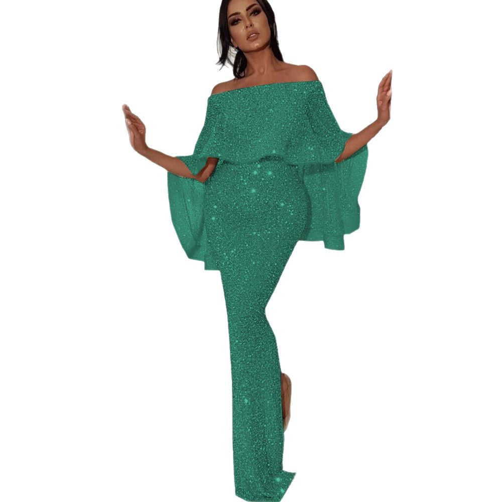 Dame Elegant Jumpsuit med skinnende overdel og lange, figursyede ben Stilla