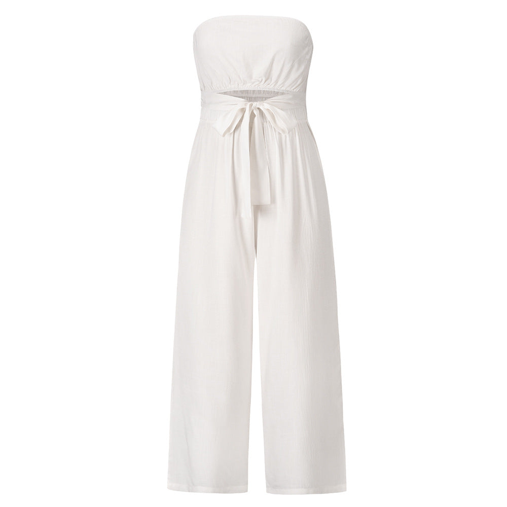 Stilla | Afslappet Uden Ærmer Crop Top Bred Ben Lang Jumpsuit