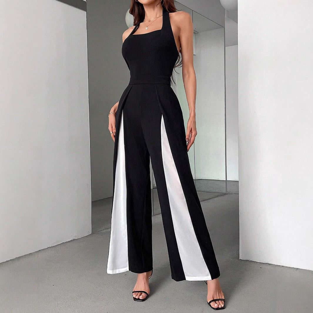 Damer Elegant Jumpsuit med sidelæns kontrastelementer Stilla