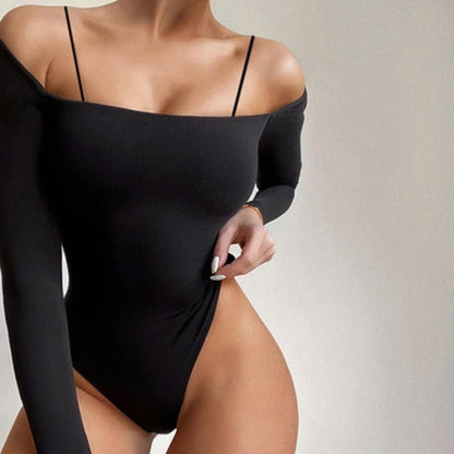 Dame off-shoulder bodysuit med lange ærmer og tætsiddende pasform Stilla