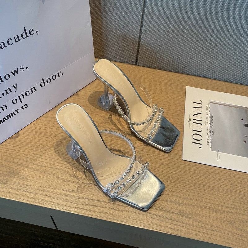 Dame Elegant Åben-Tå Hælsandal med Rhinestones Stilla