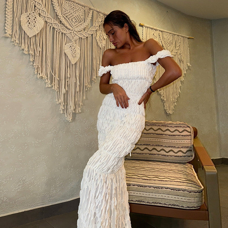 Dame Elegant En-Skulder Maxi Kjole Stilla 1751522472