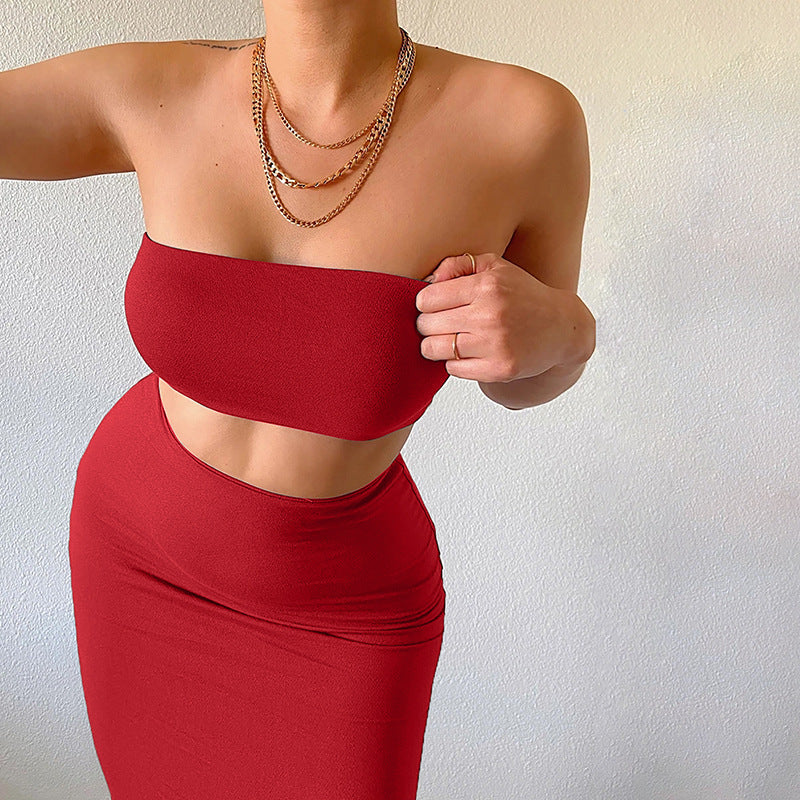 Dame Crop-Top og Midi-Nederdel Sæt med figursyet Design Stilla