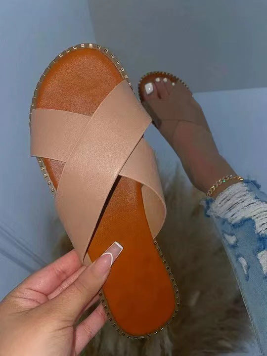 Damer Åbne Pantolette med elegant Krydsbånd-design og skridsikker Sål Stilla