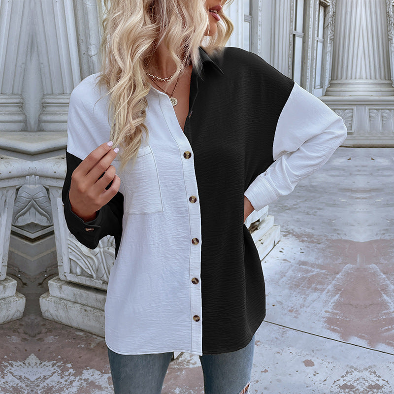 Dame Elegant Bluser med asymmetrisk knapliste og brystlomme Stilla