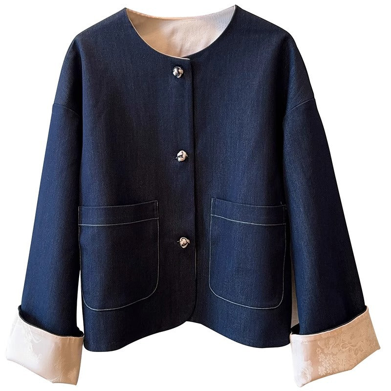 Dame Denim-jakke med elegante detaljer og praktiske lommer Stilla