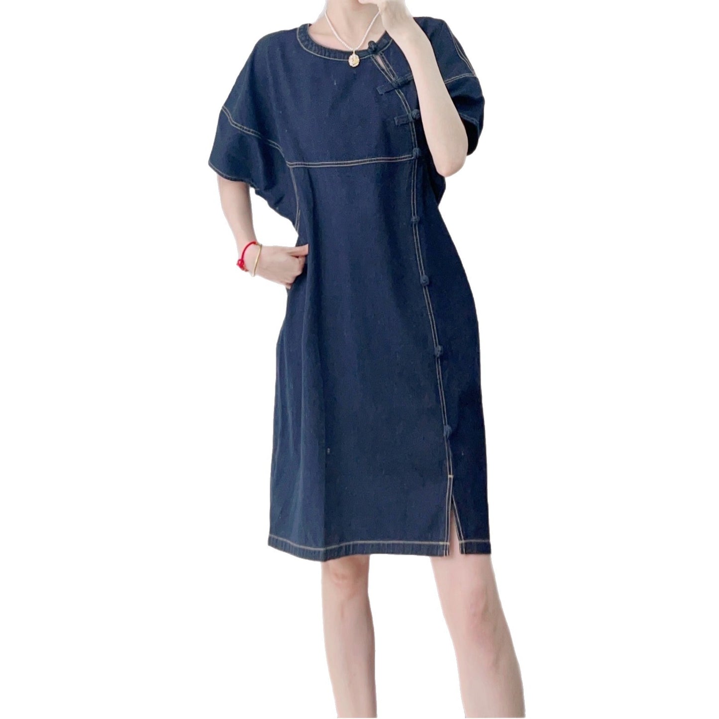 Dame Denim Kjole med afslappet snit og praktiske knapdetaljer Stilla