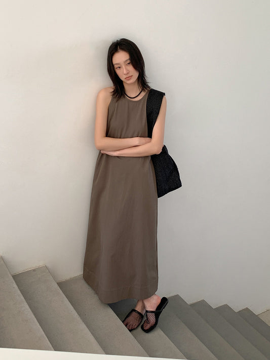 Dame afslappet midikjole med høj krave Stilla