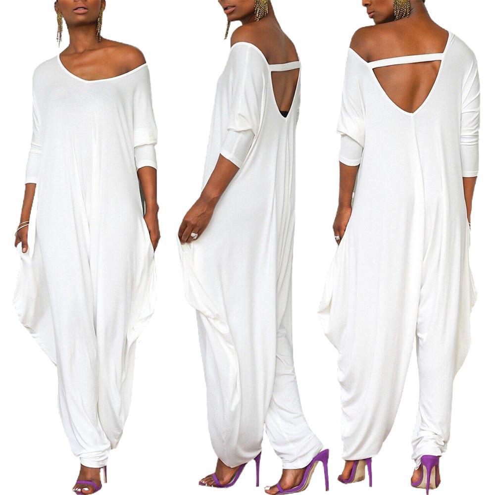Dame Løs Oversized Jumpsuit med dyb Rygudskæring Stilla