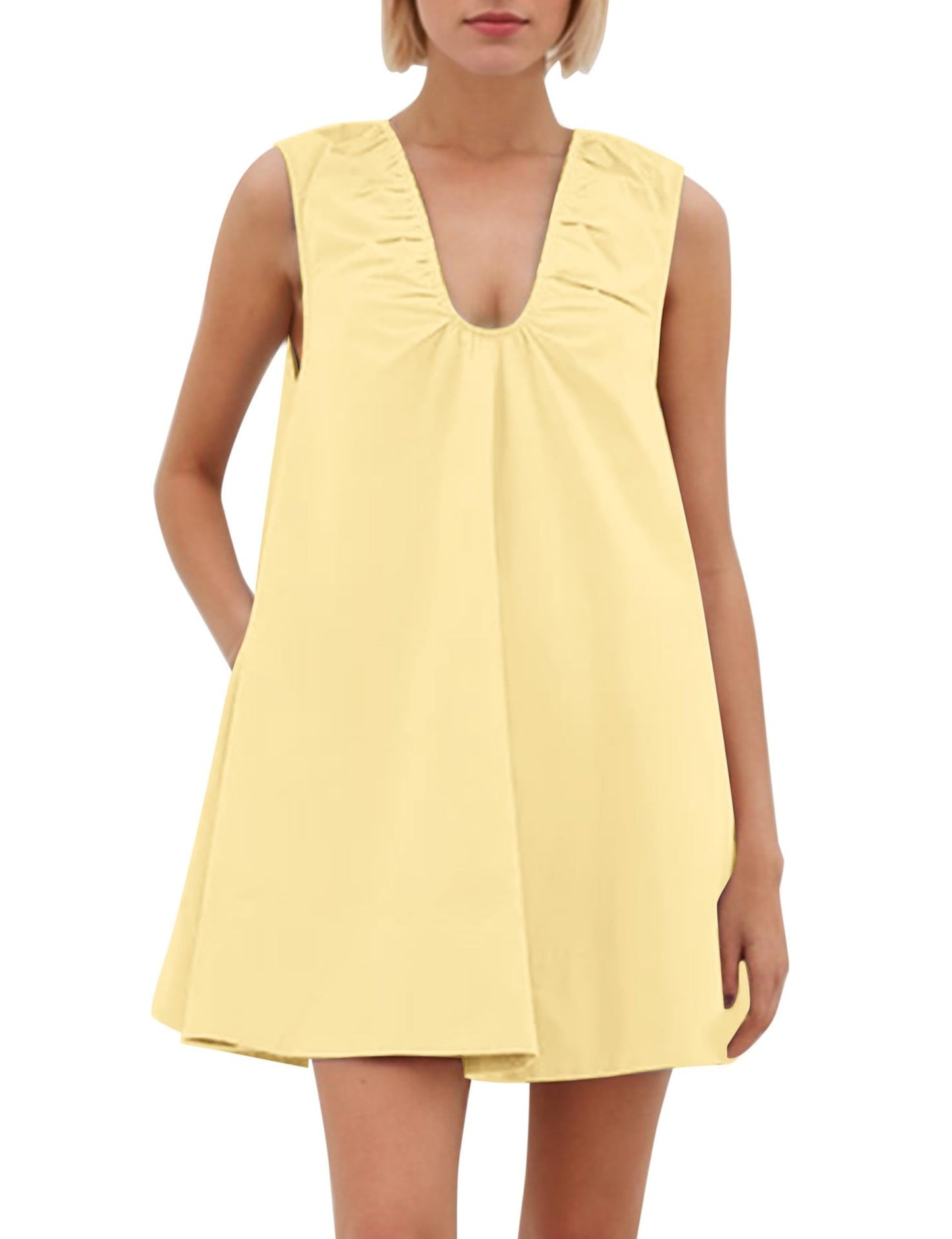 Dame afslappet maxikjole med dyb V-udskæring og bred pasform Stilla