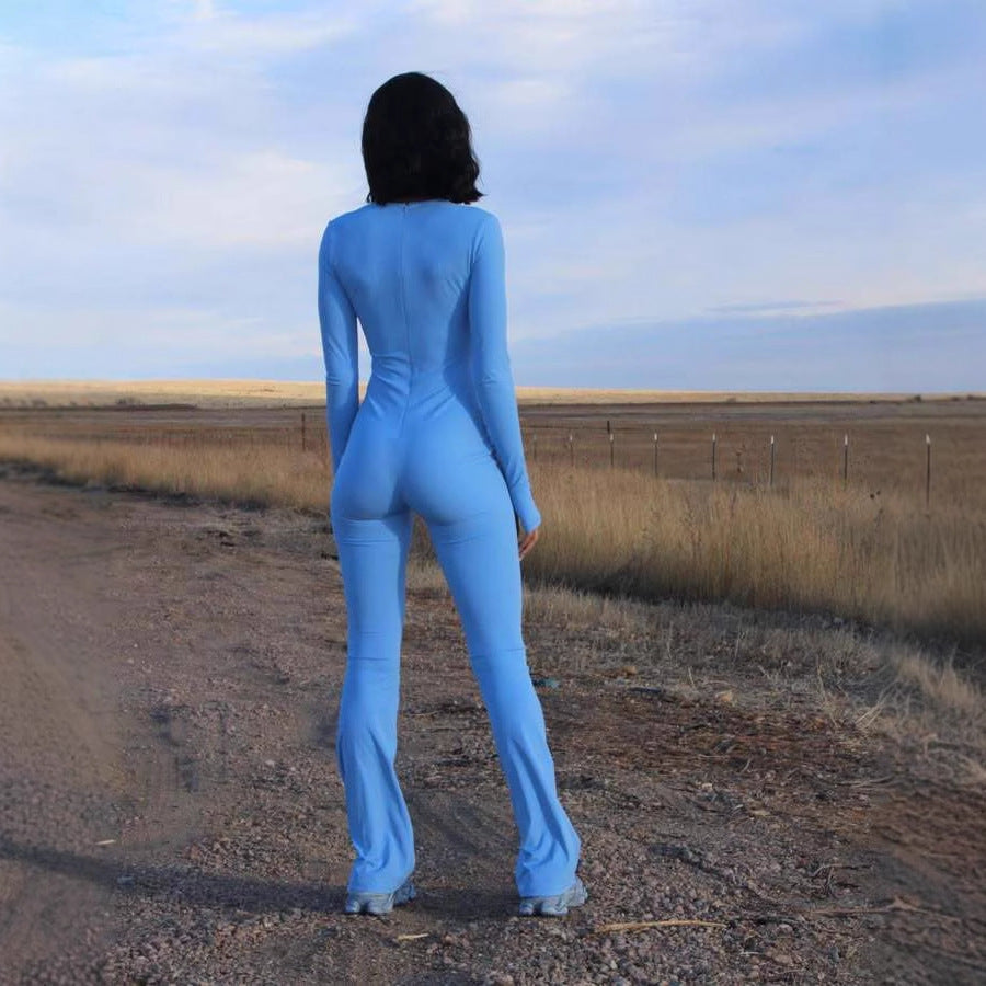 Dame sporty bodysuit med lange ærmer og udvidede bukseben Stilla