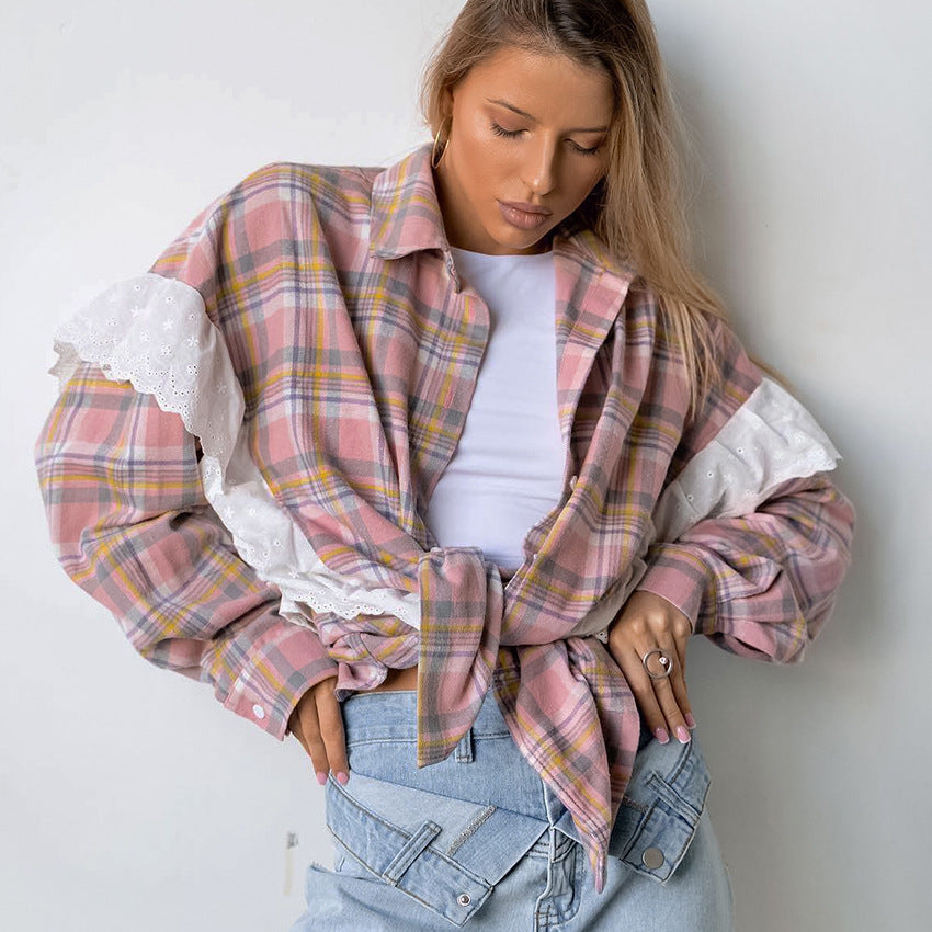 Dame ternet Skjorte med Spidsbesætning og Løs Skæring Stilla