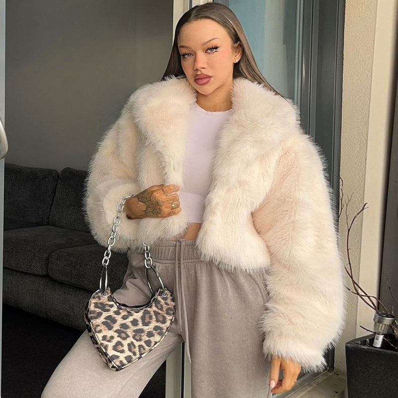 Dame Krammelig Cropped Jakke med elegant Krave Stilla