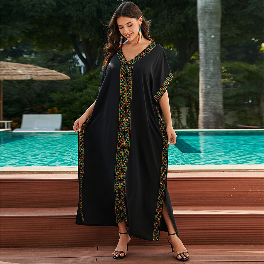 Dame elegant kaftan kjole med farverige broderier Stilla