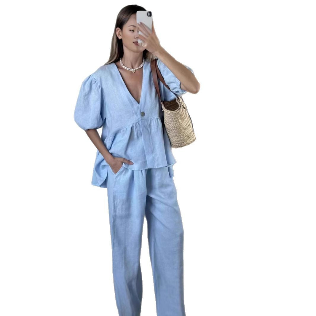 Dame afslappet linned outfit Stilla