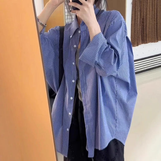 Dame afslappet oversized skjorte i ternet design Stilla