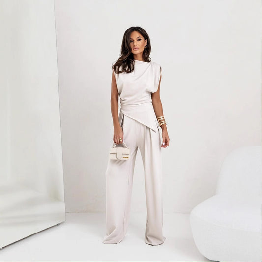Dame Elegant Jumpsuit med asymmetrisk overdel Stilla