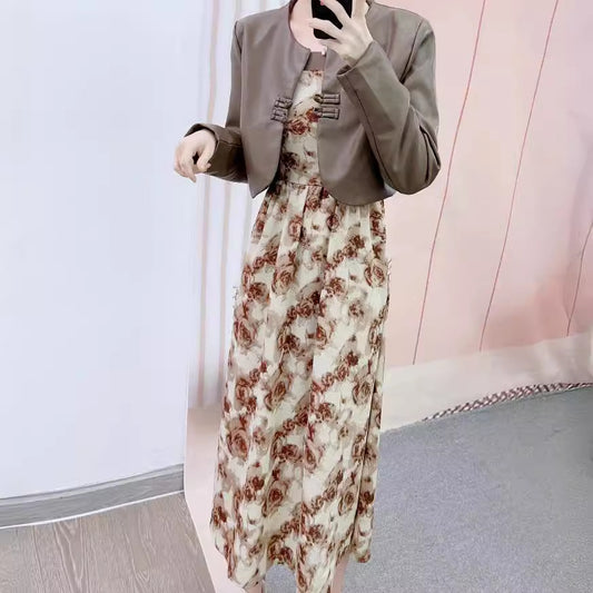 Dame Cropped Læderjakke med dekorativ lukning Stilla