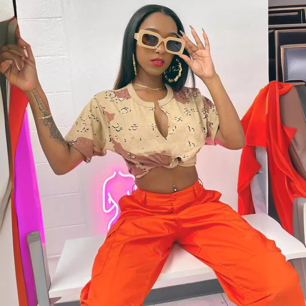 Dame cropped skjorte med kreativt design Stilla