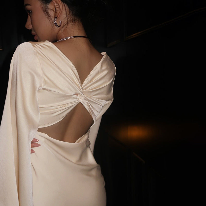 Dame Elegant Aftenkjole med dramatiske ærmelukninger Stilla