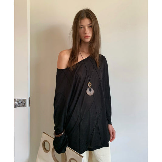 Dame afslappet overdel med asymmetrisk snit Stilla