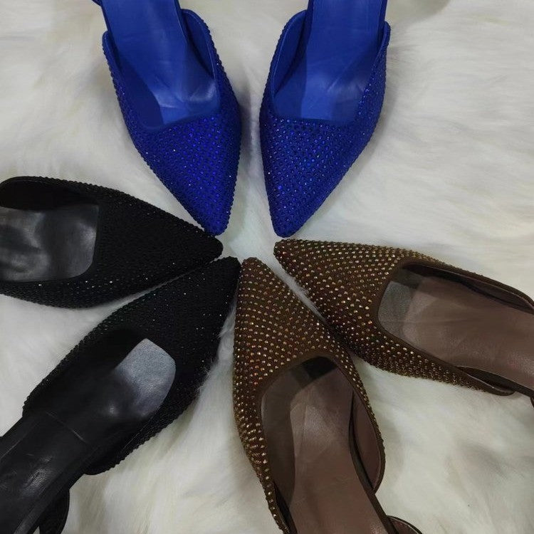 Dame Slingback Pumps med funklende strassapplikationer Stilla