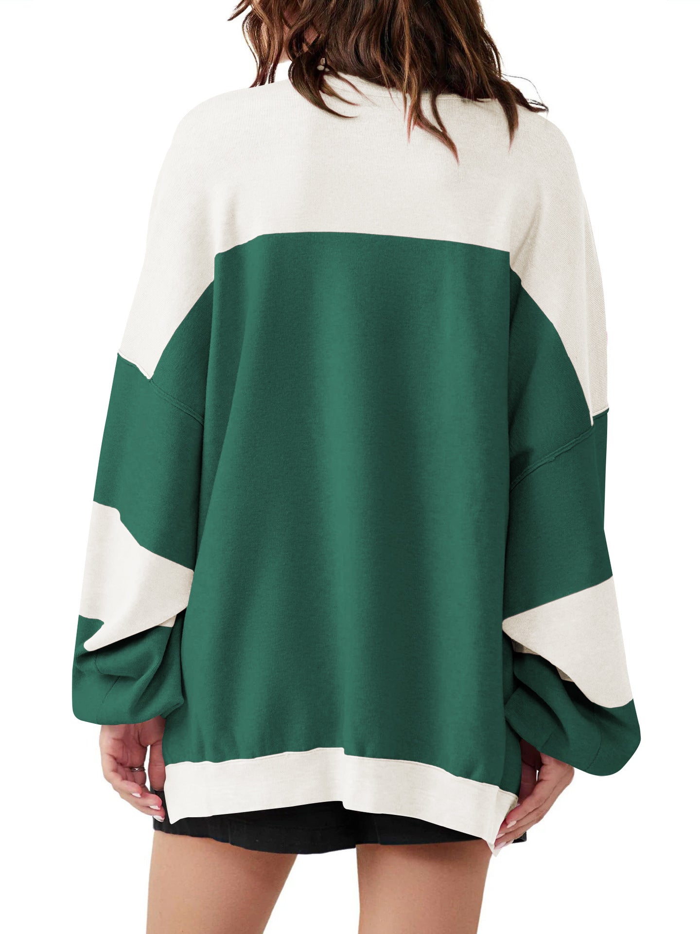 Dame afslappet oversized sweater med moderigtigt farveblokdesign og blødt stof Stilla