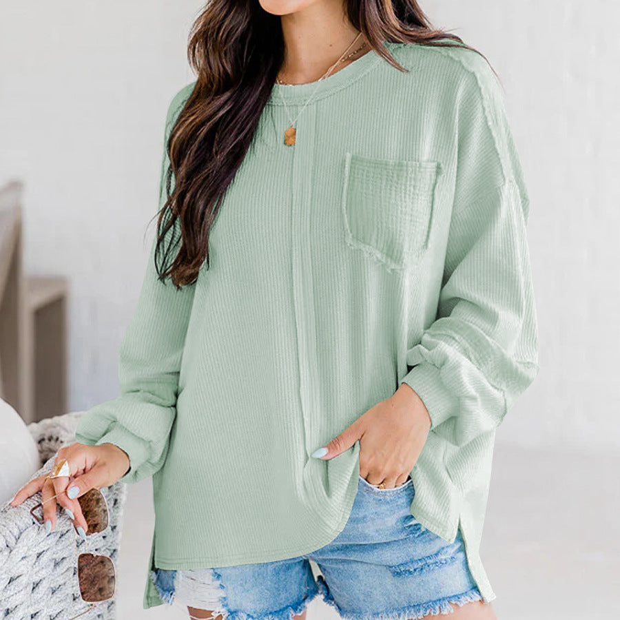 Dame afslappet longsleeve top med struktureret design Stilla