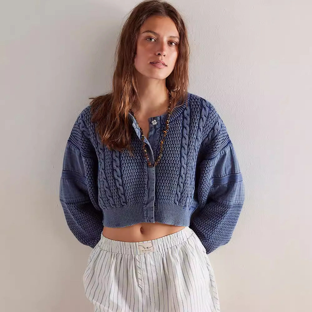 Dame afslappet og asymmetrisk strikcardigan med dekorative strukturmønstre Stilla