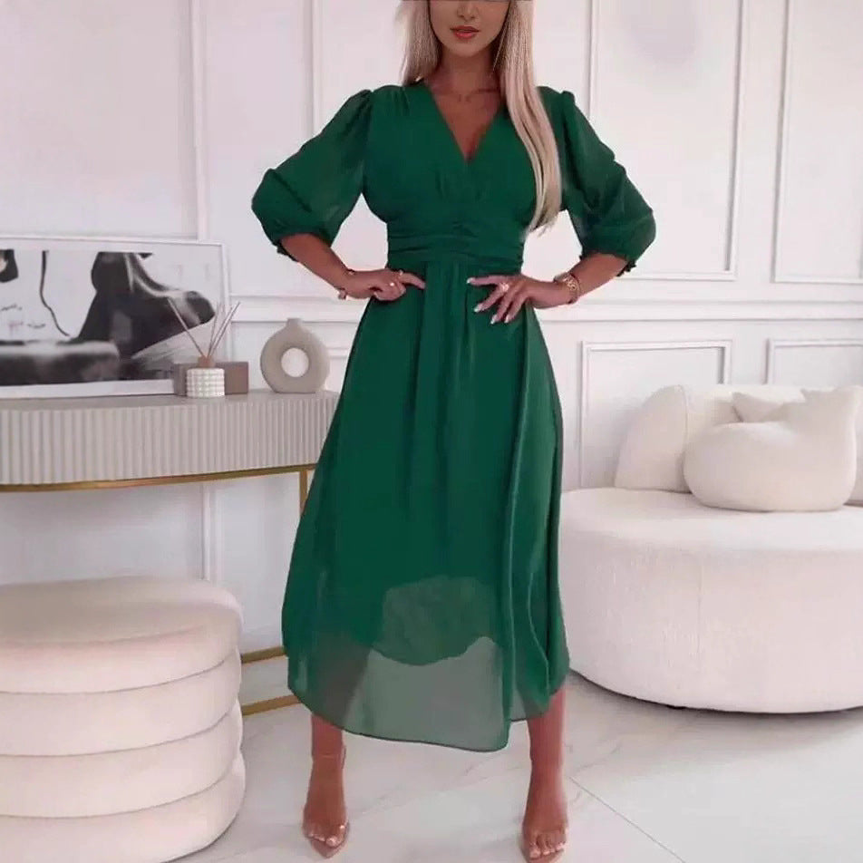 Dame Elegant Chiffon Wrap Kjole Stilla