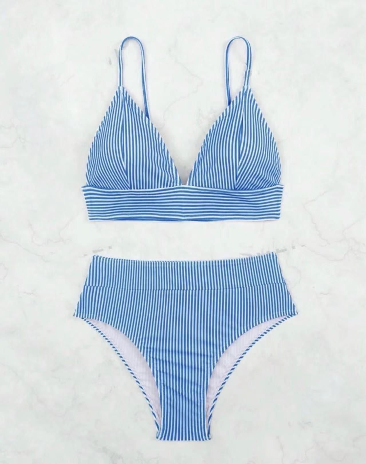 Kvinder stribet høj taljet bikini sæt Stilla