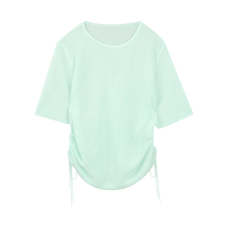 Dame afslappet kortærmet top med raffineret rynkeelement Stilla