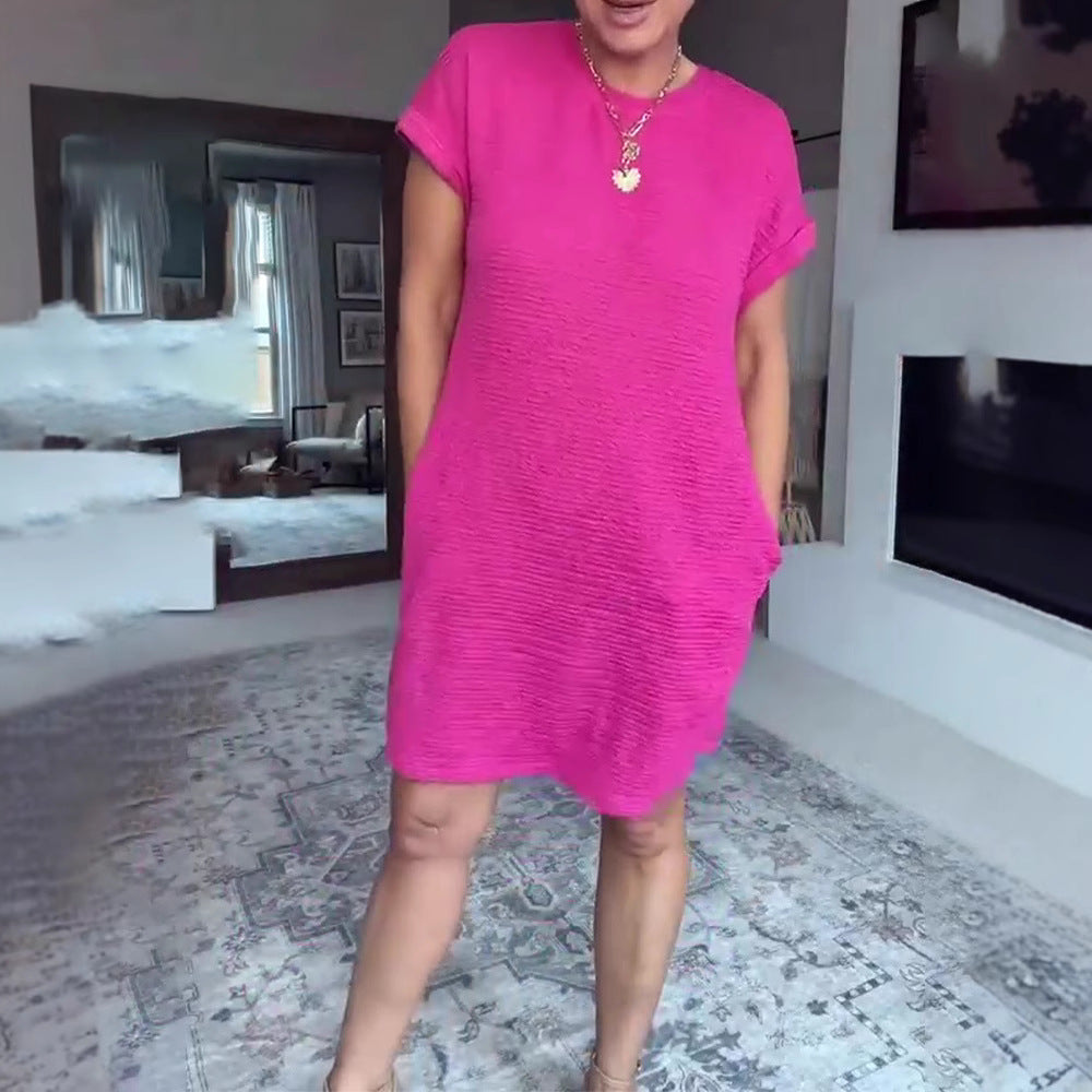 Dame afslappet sommerkjole med praktiske lommer og struktureret design Stilla