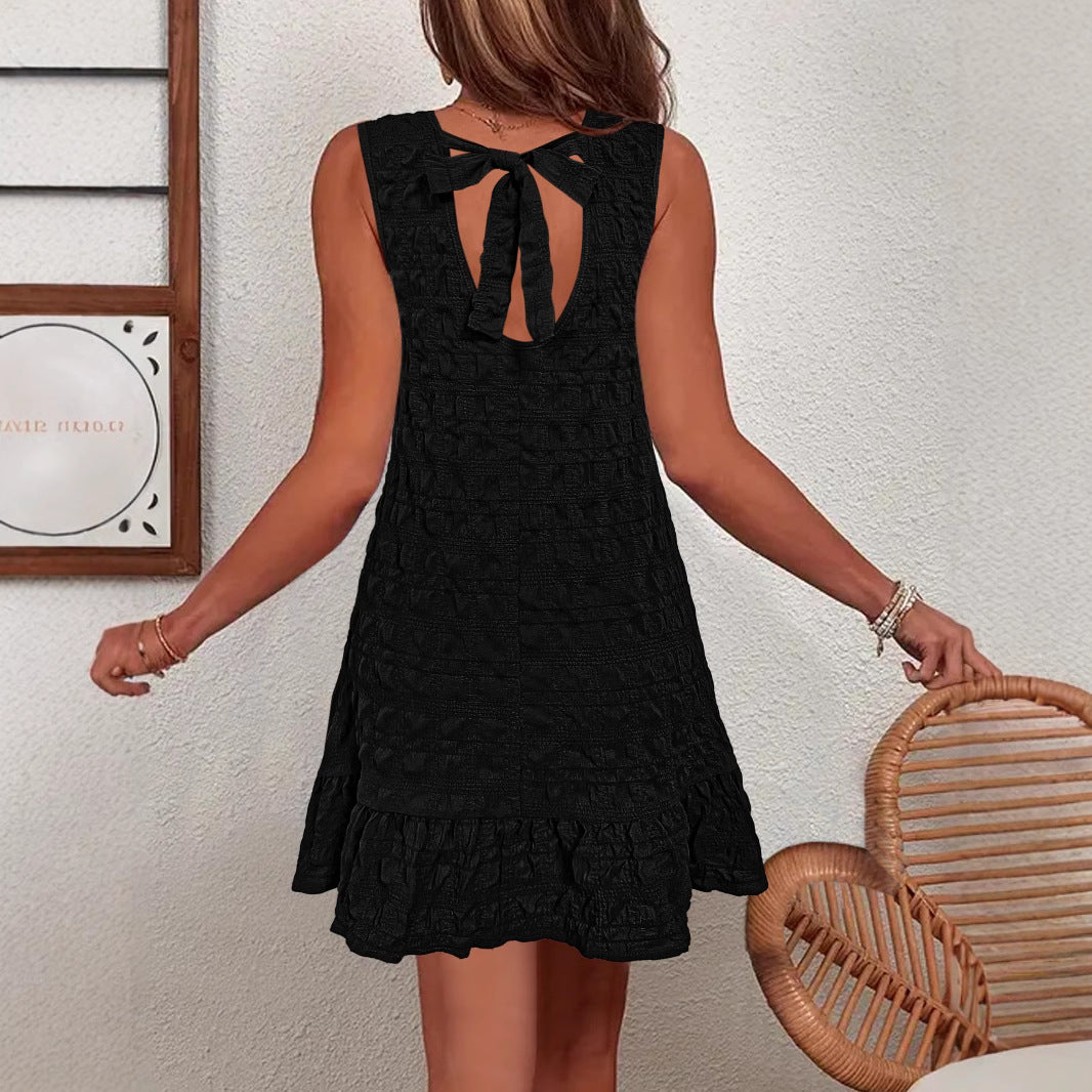 Dame A-linje kjole med flæse detaljer og struktureret design Stilla