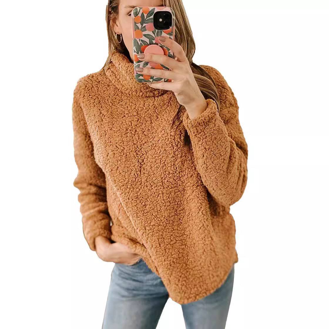 Dame hyggelig sweater i oversized stil med høj krave og blødt overmateriale Stilla