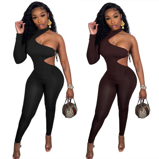 Dame Elegant Cut-Out Jumpsuit med asymmetrisk top Stilla