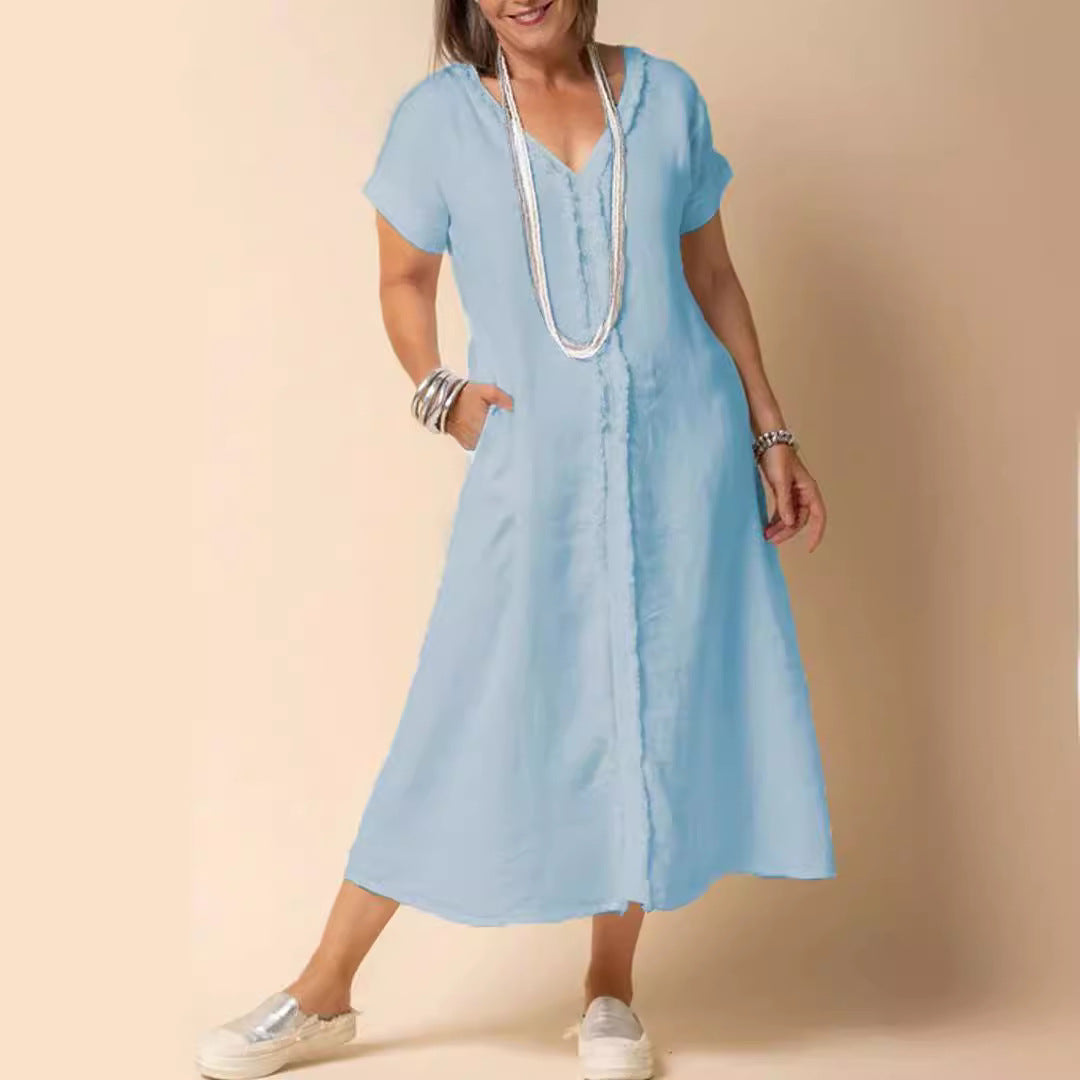 Dame afslappet maxikjole med lommer Stilla