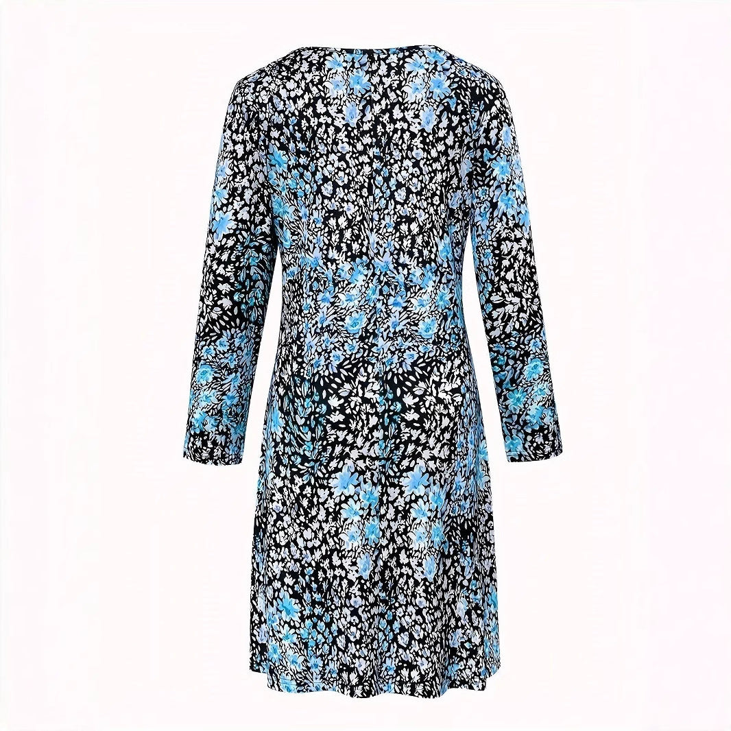 Dame afslappet midikjole med blomsterprint og asymmetrisk kant Stilla