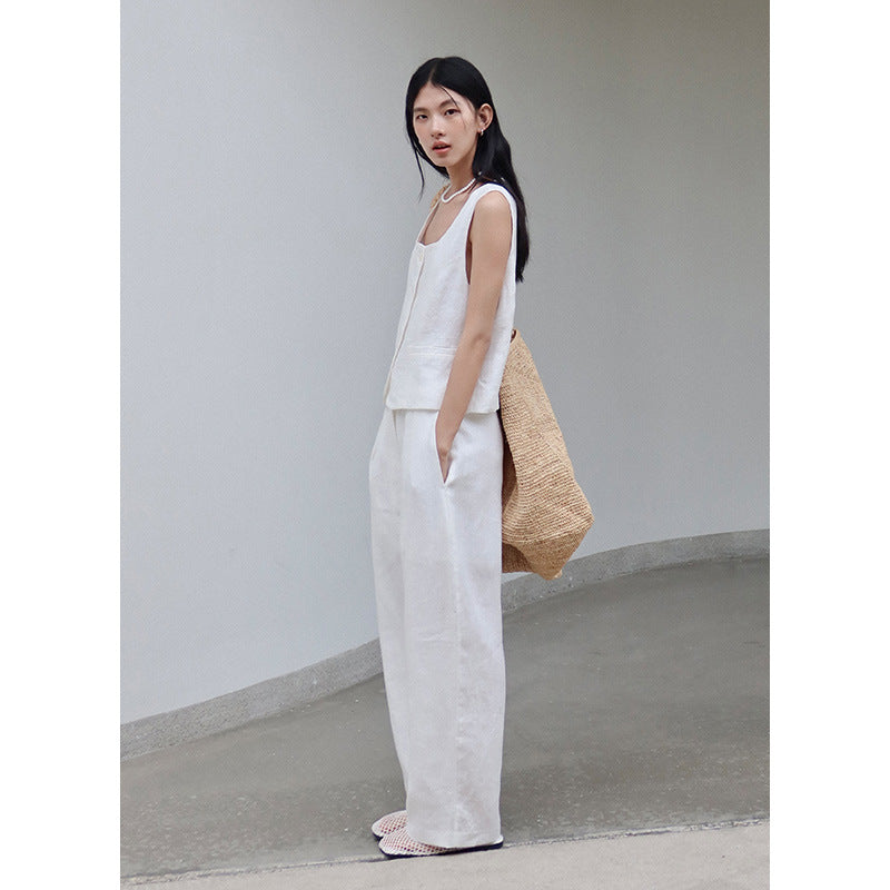 Dame elegant Culotte-bukser med højt foldedesign og løs pasform Stilla