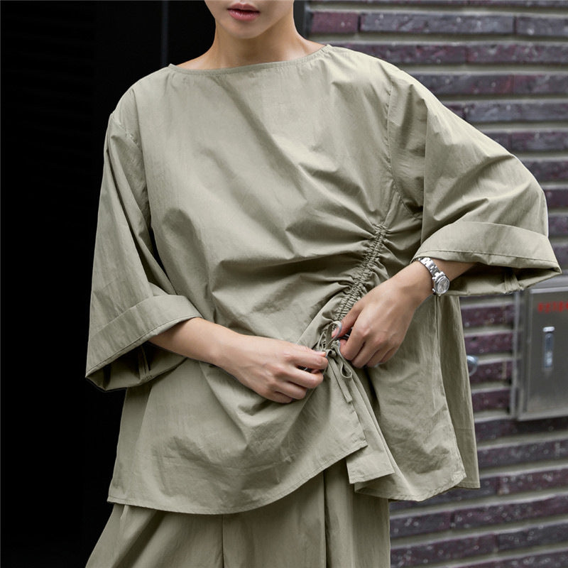 Dame afslappet bluse med rynker Stilla