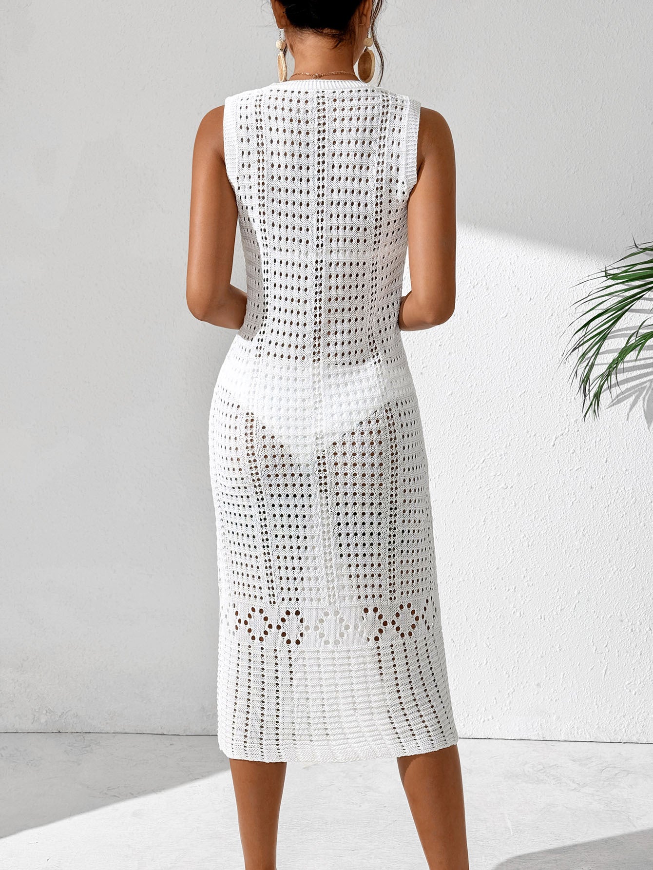 Dame elegant hæklede midi-kjole Stilla