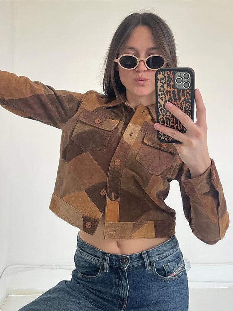 Dame cropped ruskindsjakke Stilla